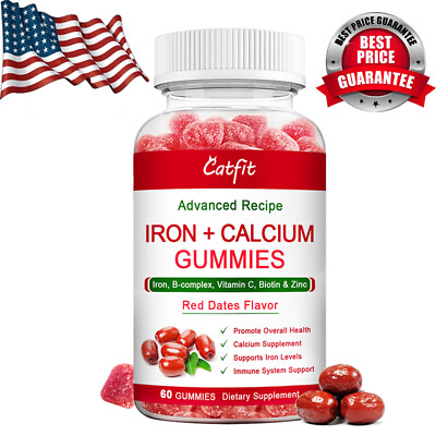 #ad Iron Calcium Gummies with Vitamin B Complex Boost EnergySupport Brain Health $13.98