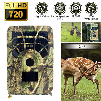 #ad 12MP Trail Camera 1080P Hunting Trail Camera Night Vision Forest Wildlife $26.09