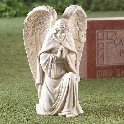 #ad 16quot; Memorial Angel Kneeling in Prayer Garden Patio Rememberance Winged Statue $99.95