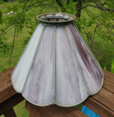 #ad #ad Antique Slag Glass Lamp Shade 10 Panel Purple Scalloped $125.00