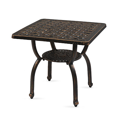 #ad Outdoor End Table Patio Furniture Cast Aluminum Side Table Rust Free Bronze $71.99