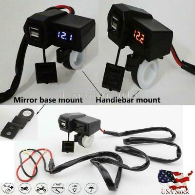 #ad Waterproof Motorcycle Dual USB Phone Charger Voltmeter For Custom Touring Bike $15.75