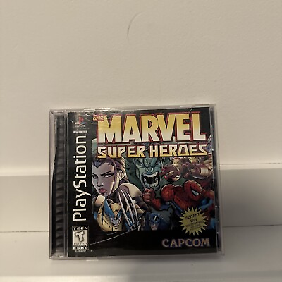 #ad Marvel Super Heroes Sony PlayStation 1 1997 CIB Black Label TESTED $90.00