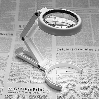 #ad USB Foldable Handheld Magnifier 5X 10X Reading Desk Stand LED Magnifying Glass $9.03