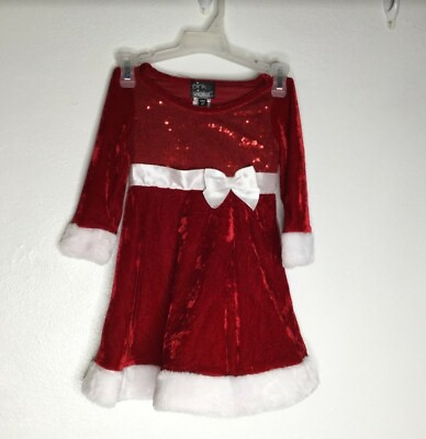 #ad Pink amp; Violet Girl#x27;s Velour Santa Dress Skater Dress Holiday Size 2T $12.97
