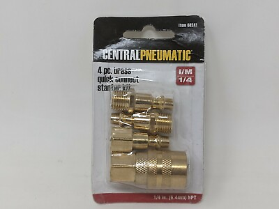 #ad Central Pneumatic Brass Industrial Quick Coupler Set 4 Pc $9.67