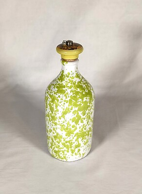 #ad Frantoio Muraglia Italian Hand Made Terracotta Olive Oil Bottle Green Splatter $35.00