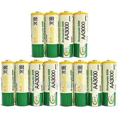 #ad 12 pcs AA 3000mAh Ni Mh 1.2V rechargeable battery Cell for MP3 RC BTY US Stock $14.38