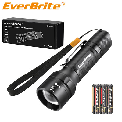 #ad EverBrite 400Lumen Aluminum LED Flashlight 4 Modes Zoomable Flashlight EDC Light $18.99