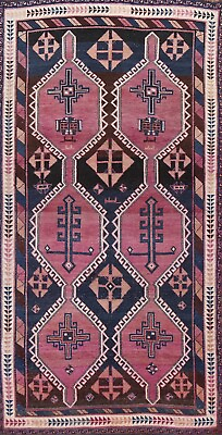 #ad Antique Geometric Abadeh Hand knotted Runner Rug Traditional Oriental 4x9 Carpet $514.00