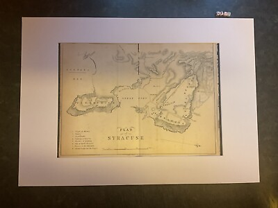 #ad 1856 VERY RARE ANTIQUE MAP CARTOGRAPHY of CYRACUSE John Murray GBP 89.99