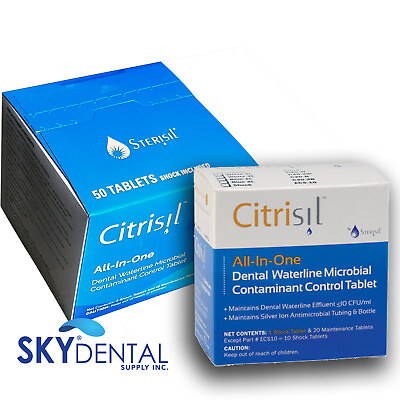 #ad 50 pk CitriSil Dental Waterline BLUE Cleaning Tablets For.70 to 1 Liter Bottles $54.99