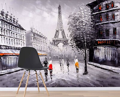 #ad 3D Eiffel Tower Painting 34229NA Wallpaper Wall Murals Removable Wallpaper Fay AU $316.99