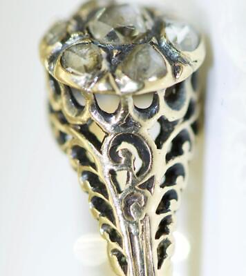 #ad Antique Engagement Ladies Ring Victorian 14k Gold 0.80ct Rose Cut Diamond c1880 $1355.15