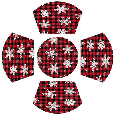 #ad Round Table Placemats Set of 4 Snowflake Check Placemat Wedge Shaped Place Ma... $24.06