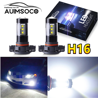 #ad 5201 5202 LED Fog Light Bulb 6K White H16 for Signal Turn Brake Parking Tail DRL $18.99