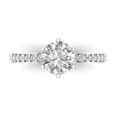 #ad 1.96 ct Round Cut Simulated Diamond 18k White Gold Wedding Classic Bridal Ring $480.69