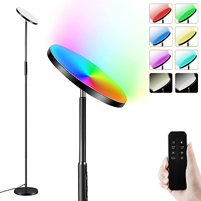 #ad Upgrade Bright RGB LED Floor Lamp with Remote Multicolor and White Light Torchi $60.36