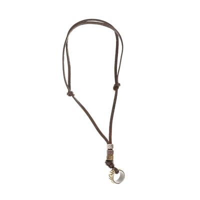 #ad Antique Punk Brown Leather Pendant Adjustable Necklace Mens Pendant Necklace $7.41
