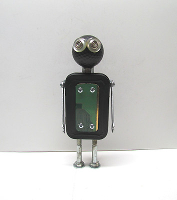 #ad Found Objects Robot Sculpture Assemblage Robot Figurine $75.00