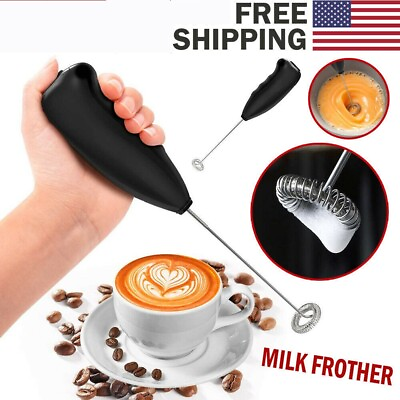 #ad Milk Electric Frother Handheld Whisk Coffee Mixer Foam Rechargeable Drink Maker $8.98