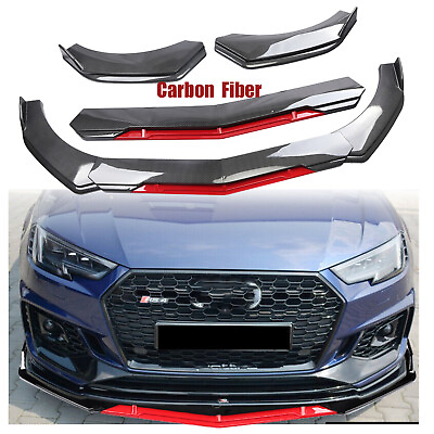 #ad Front Bumper Lip Splitter Body Kit Spoiler For AUDI A3 A4 A5 Carbon Fiber $79.99