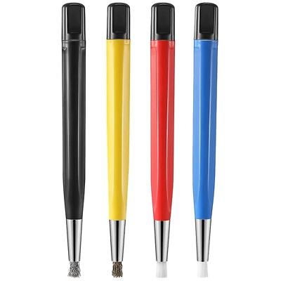#ad 4Pcs Set Rust Removal Brush Pen Glass Fiber Brass Steel Nylon Brush Pen2470 $16.72
