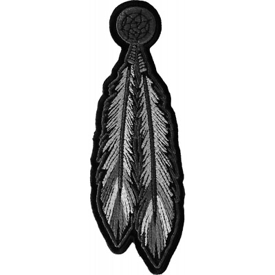 #ad Native Feather Black Gray and White Patch Embroidered Sew on Patch 2quot; x 6quot; $7.69