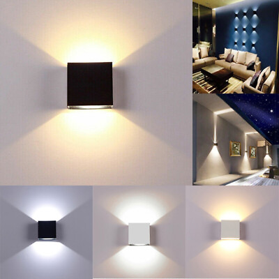 #ad Modern LED Wall Lighting Up Down Cube Bedroom Sconce Lamp Fixture Indoor Outdoor $9.10