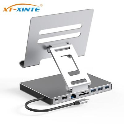 #ad USB C Hub Stand Docking Station Multiport Adapter USB3.0 Foldable Tablet Bracket $39.07