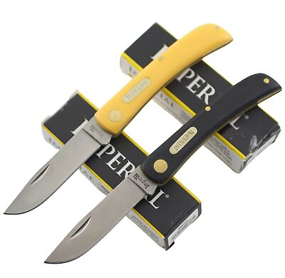 #ad Imperial Schrade Sodbuster Work Folding Pocket Knife IMP22 Set of 2 Black Yellow $19.95