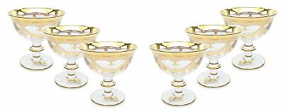 #ad Interglass Italy 6 pc Luxury Clear Vintage Glass Compote Serving Bowl 24K Gold $340.99