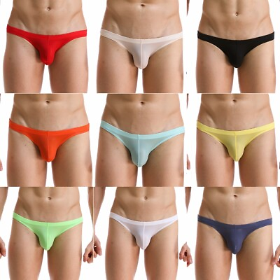#ad 3 6 Pack Men#x27;s Sexy Underwear Briefs Bikini Low Rise ice silk Smooth Underpants AU $46.67