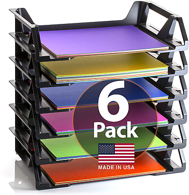 #ad Stackable Letter Tray Desk 6 Pack Office File Document Paper Holder Organizer $28.64