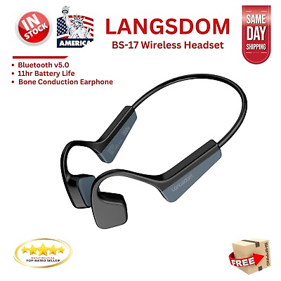 #ad LANGSDOM Bone Conduction Non Ear Sports Headphone Earphone Bluetooth Waterproof $25.99