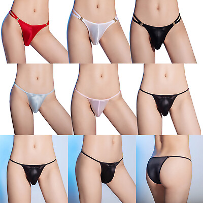 #ad US Mens Silky Pouch Panties Briefs Low Rise Sexy Thong T back G string Underwear $6.57