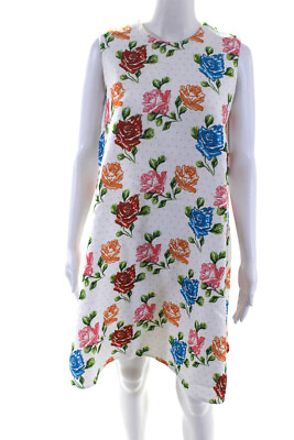 #ad Emilia Wickstead Womens Polka Roses Print Sleeveless Shift Dress White Size 4 $233.99