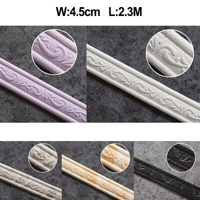 #ad 2.3M Foam 3D Waist Line Borders Waterproof Self Adhesive Baseboard Wall Stickers $6.27