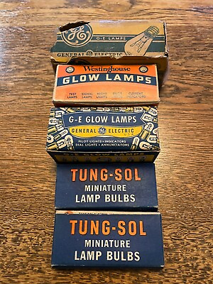 #ad Lot of VINTAGE G E Westinghouse and Tung Sol Glow Lamps and Bulbs in boxes $25.00