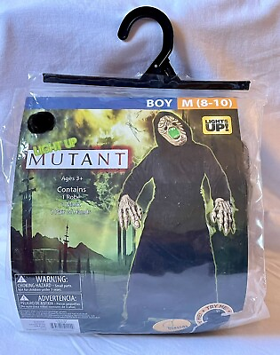 #ad Halloween Costume Light Up mutant Skeleton Black 3 Piece Set Boy M 8 10 $13.00