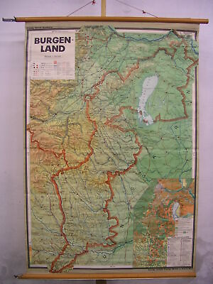#ad Burgenland Austria Ungarn Süd wien 1968 Schulwandkarte Wall Map $316.99