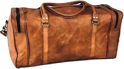 #ad 20quot; Vintage Leather Square Zip Overnight Carry On Sports Travel Duffel Bag $80.00