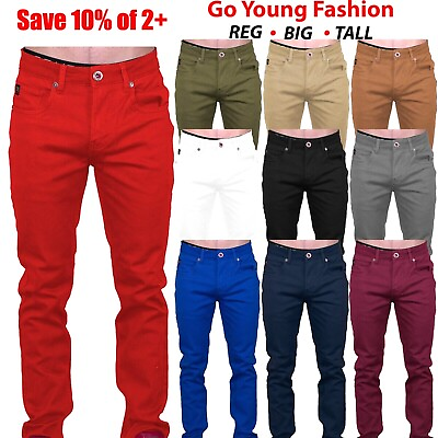 #ad Men#x27;s Slim Fit Jeans Skinny Stretch Pants Chino Style DENIM Shaping Slacks $36.23