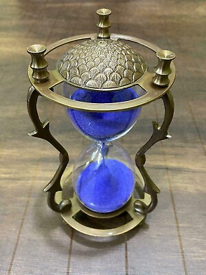 #ad 7quot; Brass Engraved Royal Hourglass Sand Timer Antique Finish Desk Decor Gift $92.12