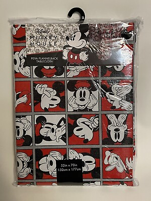 #ad Disney Tablecloth Mickey Mouse Vinyl PEVA FLANNELBACK 52X70quot; New $12.00