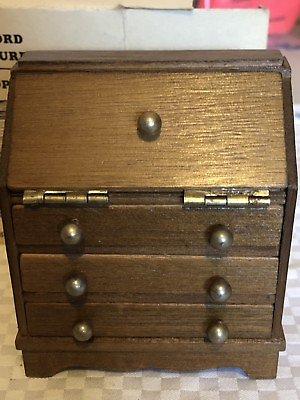 #ad Vintage Concord Miniatures Wood Winthrop Desk w Box $9.99