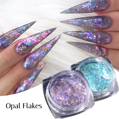 #ad Mermaid Glitter Nails Powder Opal Flakes Powder Holographic Nail Art Decoration $1.99