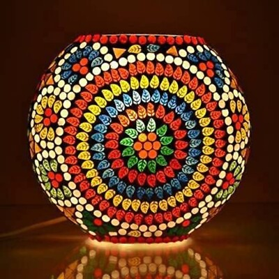 #ad Table Lamp Mosaic Mutlicolor Moroccon Handmade Antique Bedside Turkish Lamp $58.27