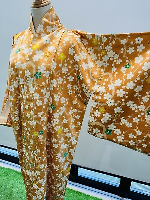 #ad KOMON Chirimen Japanese Antique KIMONO Vintage SILK Dress cardigan authentic $50.00
