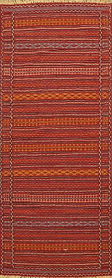 #ad Geometric New Kilim Oriental Runner Rug Hand Woven Wool 2x7 ft Kitchen Carpet $267.00